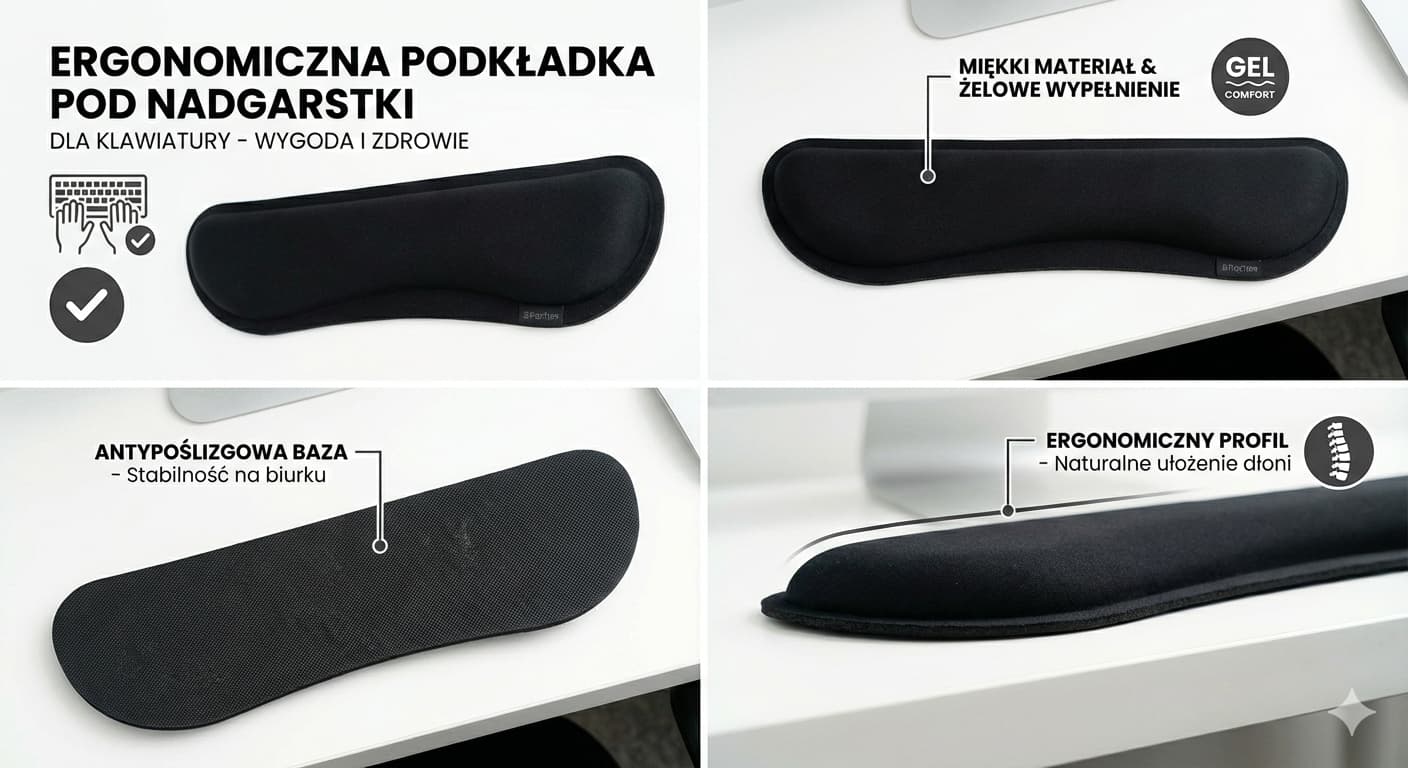 Ergonomiczna podkładka pod nadgarstki do klawiatury korzyści